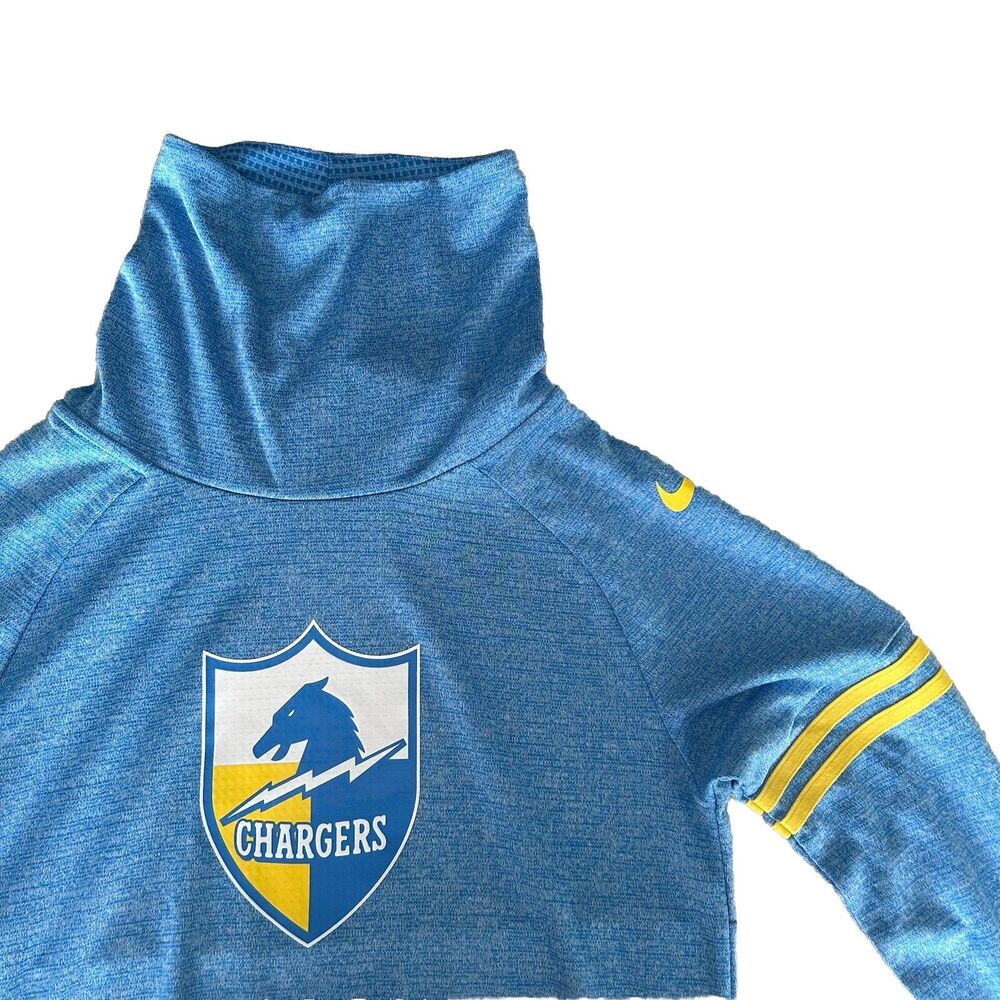LA Chargers NFL Nike Dri Fit Cowl Neck Womens XS Light Blue Striped Long Sleeve